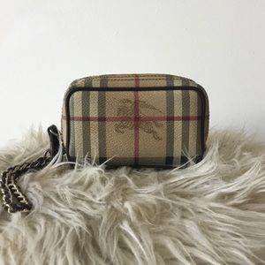 Burberry Wristlet with gold chain and hardware
